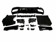 Diffuser glanzend zwart inclusief twee chromen sierstukken passend voor Mercedes C-Klasse W206 en S206 met AMG-line achterbumper