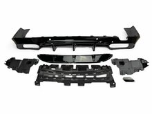 Diffuser glanzend zwart met chromen sierstukken passend voor Mercedes CLS C257 vanaf model 2018 met AMG-line achterbumper