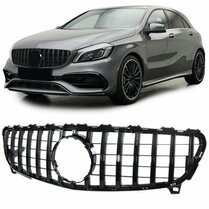 Grill glanzend zwart passend voor Mercedes-Benz A klasse W176 model 2015 - 2018