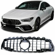 Glanzend zwarte gril met chromen accenten passend voor Mercedes CLA C118 en X118 model vanaf 2019 Glanzend zwarte gril met chromen accenten passend voor Mercedes CLA C118 en X118 model vanaf 2019