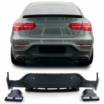 Diffuser met uitlaat sierstukken passend voor Mercedes GLC Coupe C253 model 2016-2019