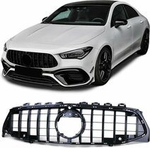 Glanzend zwarte gril passend voor Mercedes CLA C118 en X118 model 2019 - 2023 met camera  Glanzend zwarte gril passend voor Mercedes CLA C118 en X118 model 2019 - 2023 met camera
