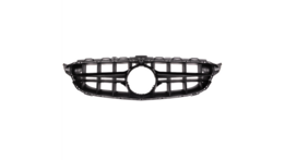 Zwarte gril A-model passend voor Mercedes C-Klasse W205, S205, A205 en C205 met camera en AMG-line voorbumper