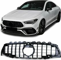 Glanzend zwarte gril passend voor Mercedes CLA C118 en X118 model 2019 - 2023 zonder camera Glanzend zwarte gril passend voor Mercedes CLA C118 en X118 model 2019 - 2023 zonder camera