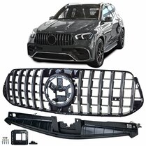 Glanzend zwarte grille met chromen accenten passend voor Mercedes GLE-Klasse W167 en C167 model vanaf 2023