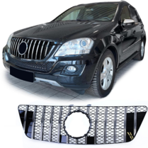 Glanzend zwarte grill met chromen accenten passend voor Mercedes ML W164 facelift model 07/2008 - 2011