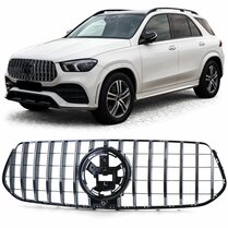 Glanzend zwarte grille met chromen accenten passend voor Mercedes GLE-Klasse W167 en C167 model 2018 - 2023 met AMG-line voorbumper