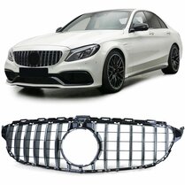 Glanzend zwarte gril met chroom passend voor Mercedes C-Klasse W205, S205, C205 en A205 
