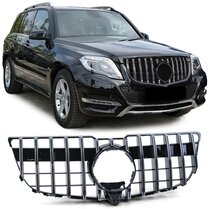 Glanzend zwarte grille met chromen accenten passend voor Mercedes GLK-Klasse X204 model 2012 - 2015