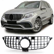 Glanzend zwarte grille met chromen accenten passend voor Mercedes GLE-Klasse W166 met AMG-line bumper